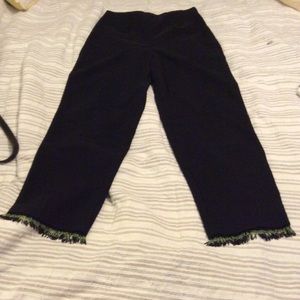 Black ankle pants with beaded fringe (527)
